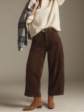 Pilcro Kenna Heritage Mid-Rise Barrel Jean Brown Corduroy